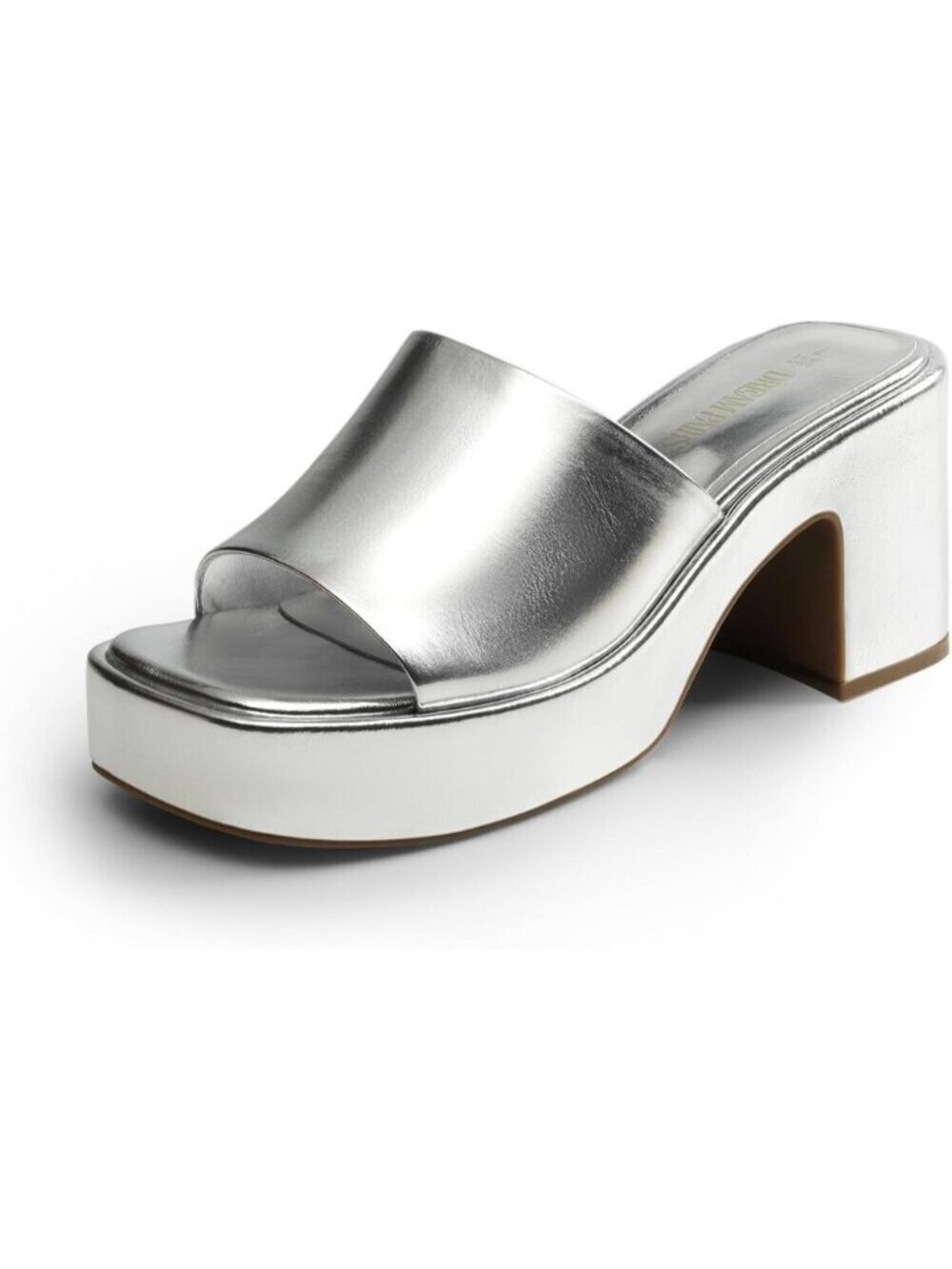 🆕 Women Silver High Chunky Platform Heels Fashion Comfort Slip on Square Sandal